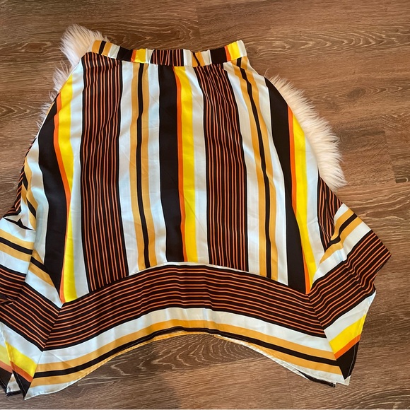 MARC ANDREWS NEW YORK Striped Asymmetrical MIDI Skirt ~ L XL - Picture 1 of 4